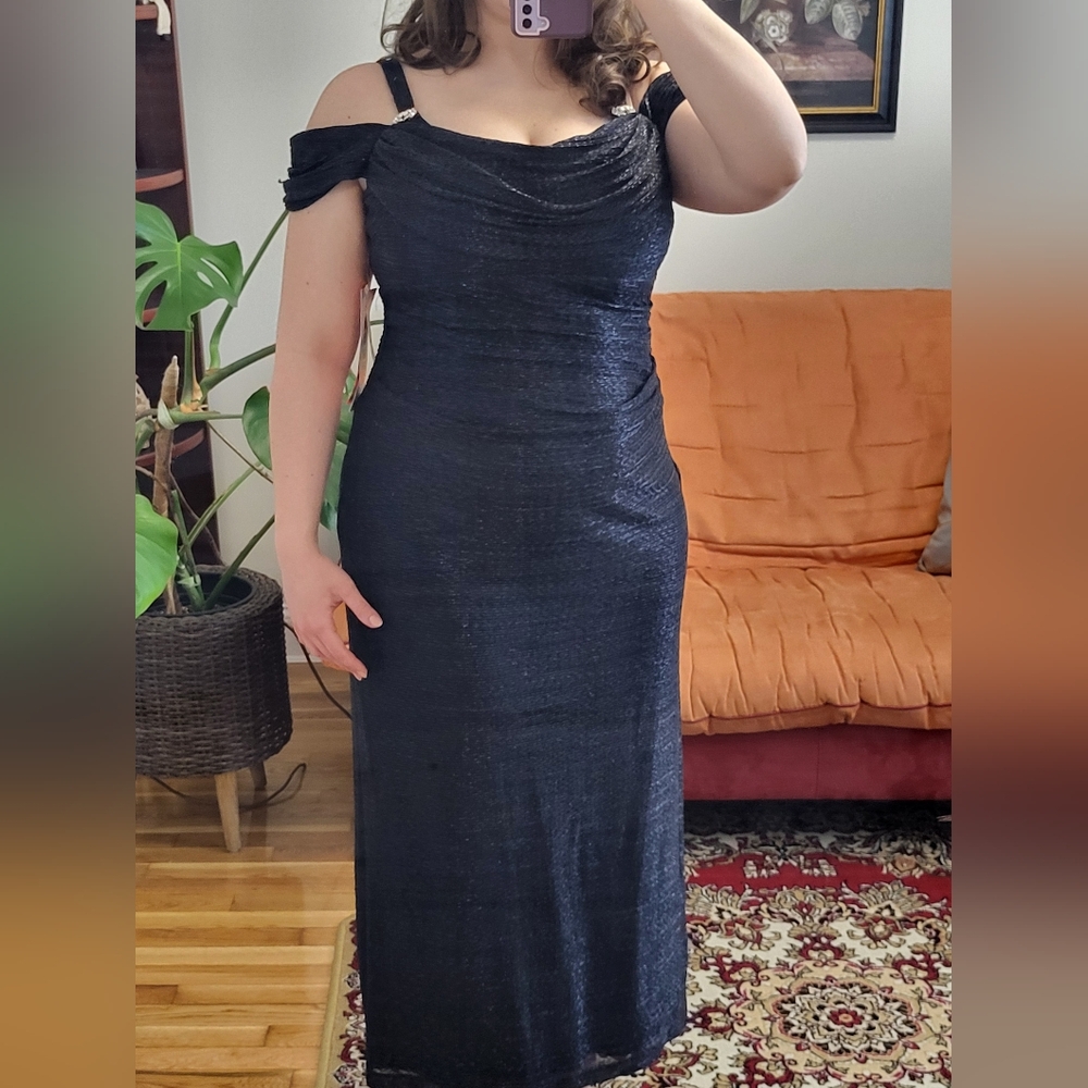 R&M Richards Shimmering Navy Maxi Dress